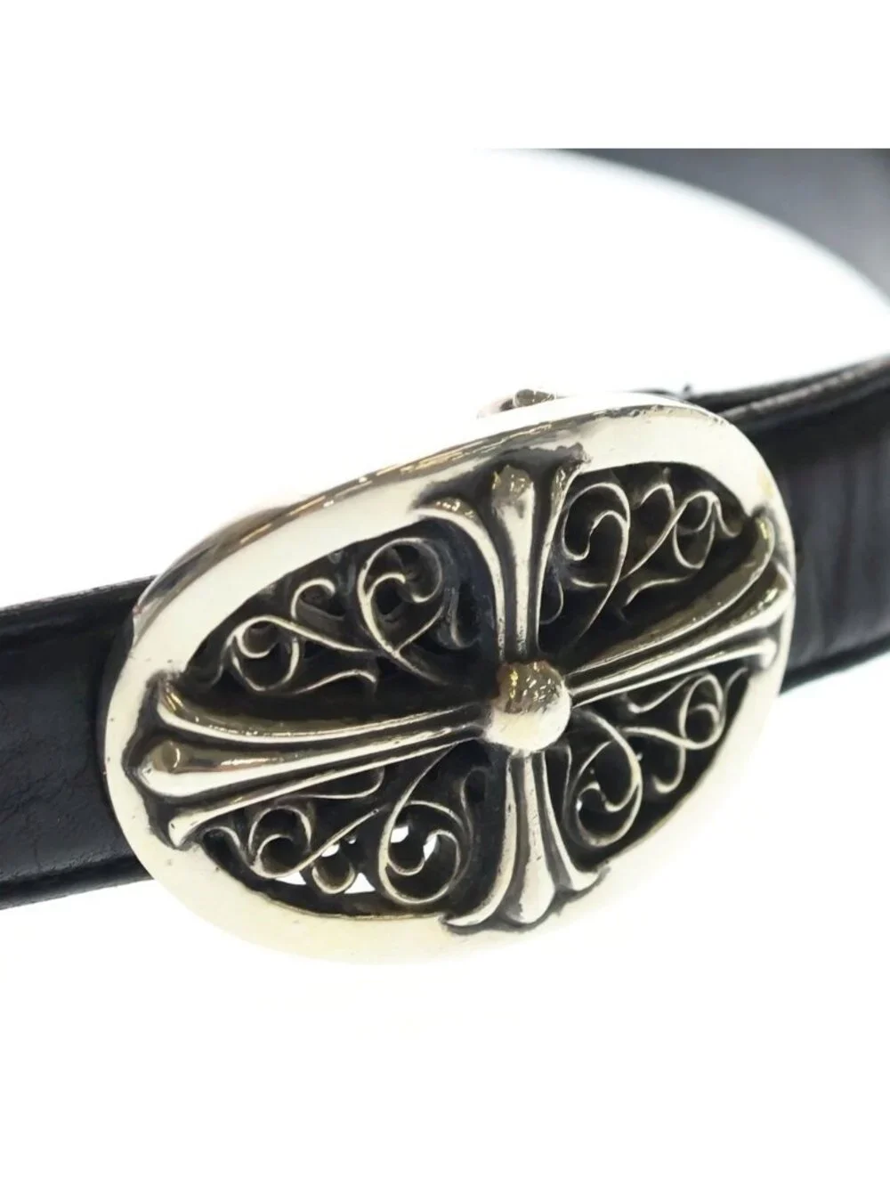 Chrome Hearts Buckl Oval 1.0 Classic Cross Silver Buckle Belt